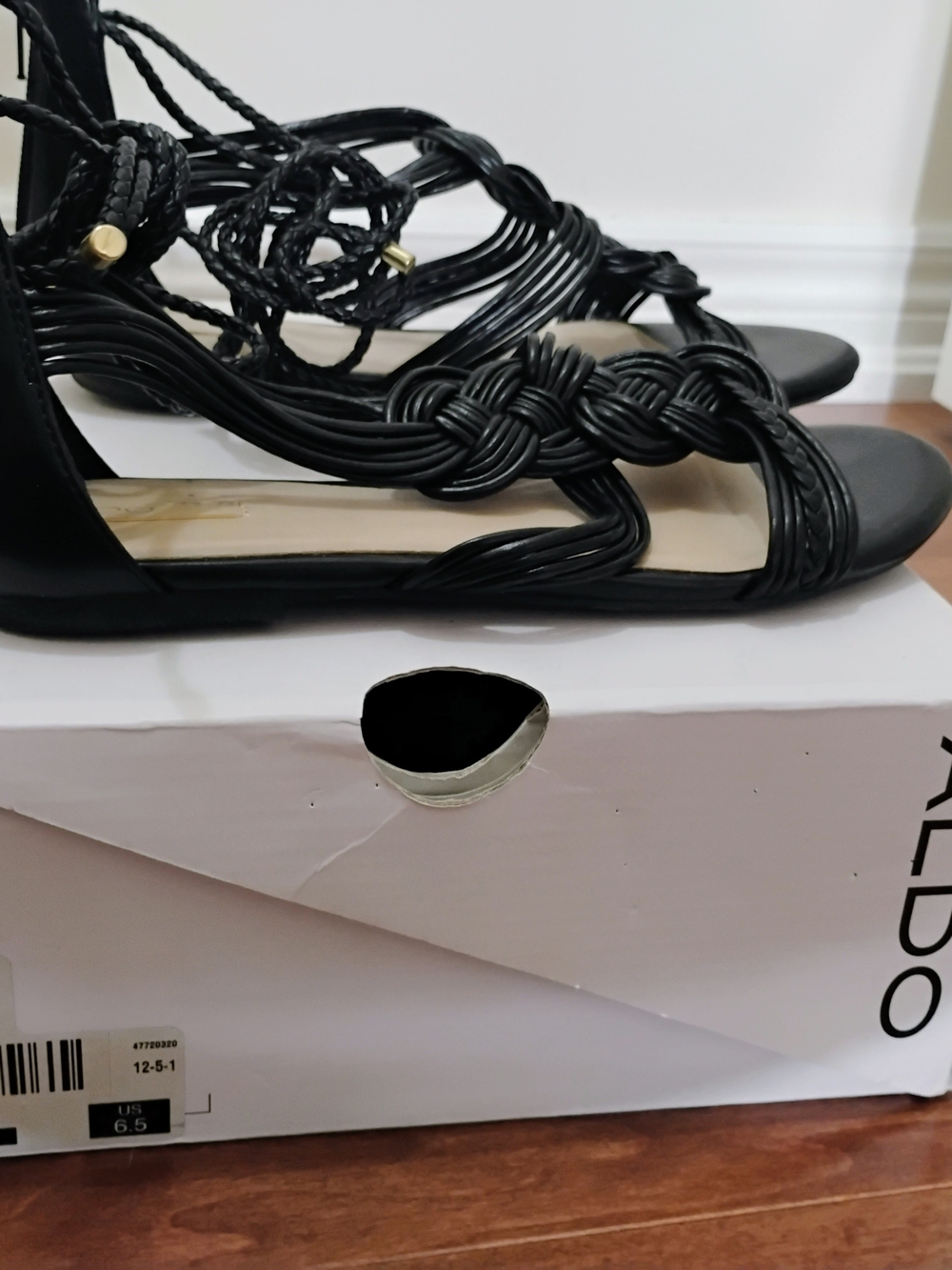 ALDO Black Braided Lace-Up Gladiator Sandals